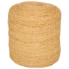 Atmosphera Poef om te zitten - hout/stof - jute/beige - 40 x 40 cm