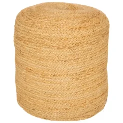 Atmosphera Poef om te zitten - hout/stof - jute/beige - 40 x 40 cm