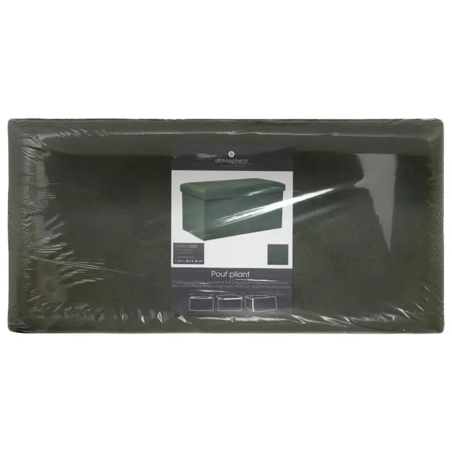 Atmosphera Poef/hocker - Opvouwbaar - Dennengroen - 76 x 38 x 38 cm