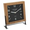 Atmosphera Tafelklok Swiss op standaard - bruin/zwart - D20 cm