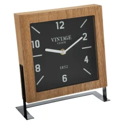 Atmosphera Tafelklok Swiss op standaard - bruin/zwart - D20 cm