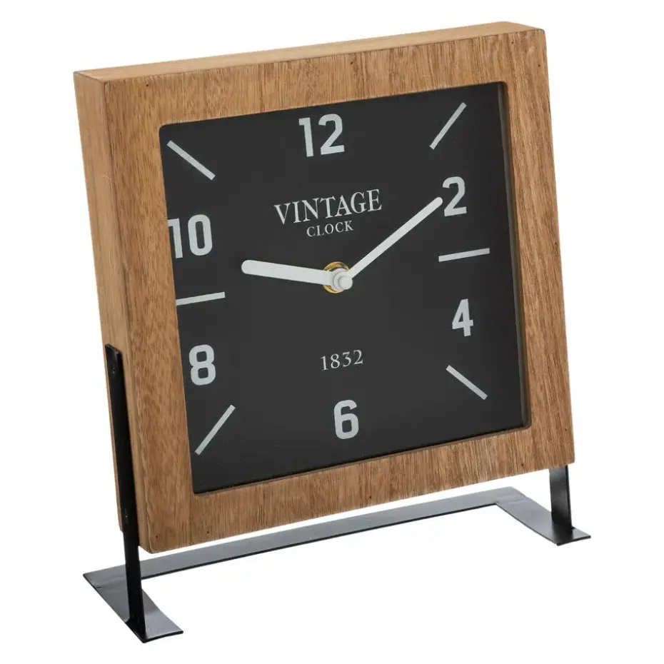 Atmosphera Tafelklok Swiss op standaard - bruin/zwart - D20 cm