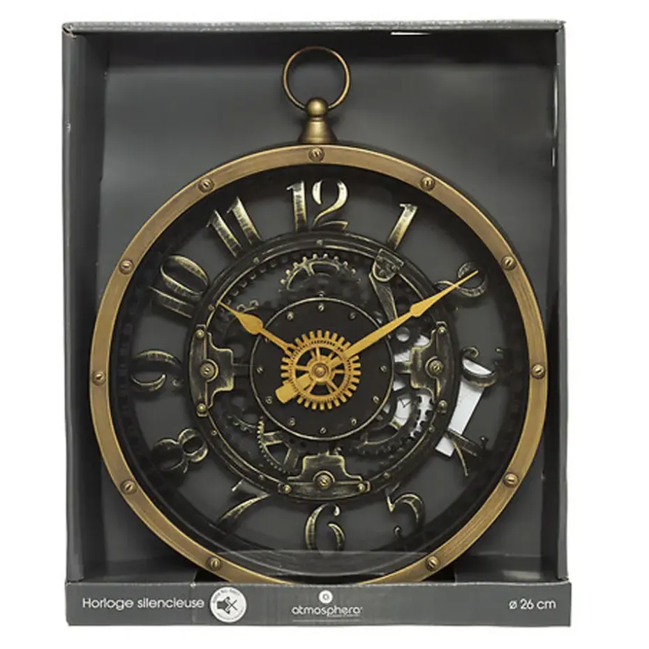 Atmosphera wandklok klassiek - goud - kunststof - D27 cm
