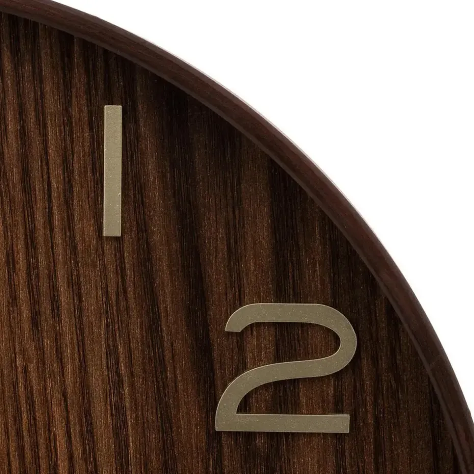 Atmosphera Wandklok/muur klok - Woody - Dia 55 cm - hout - bruin