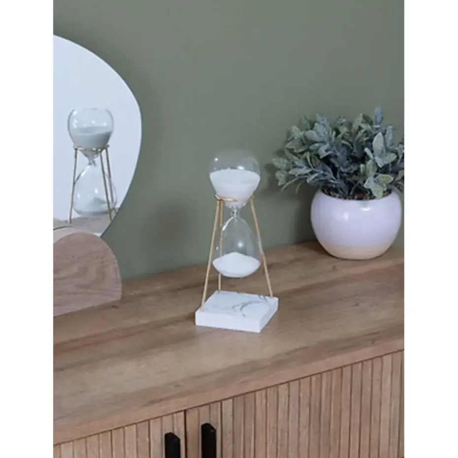 Atmosphera Zandloper - decoratie/tijd - 15 minuten - wit zand