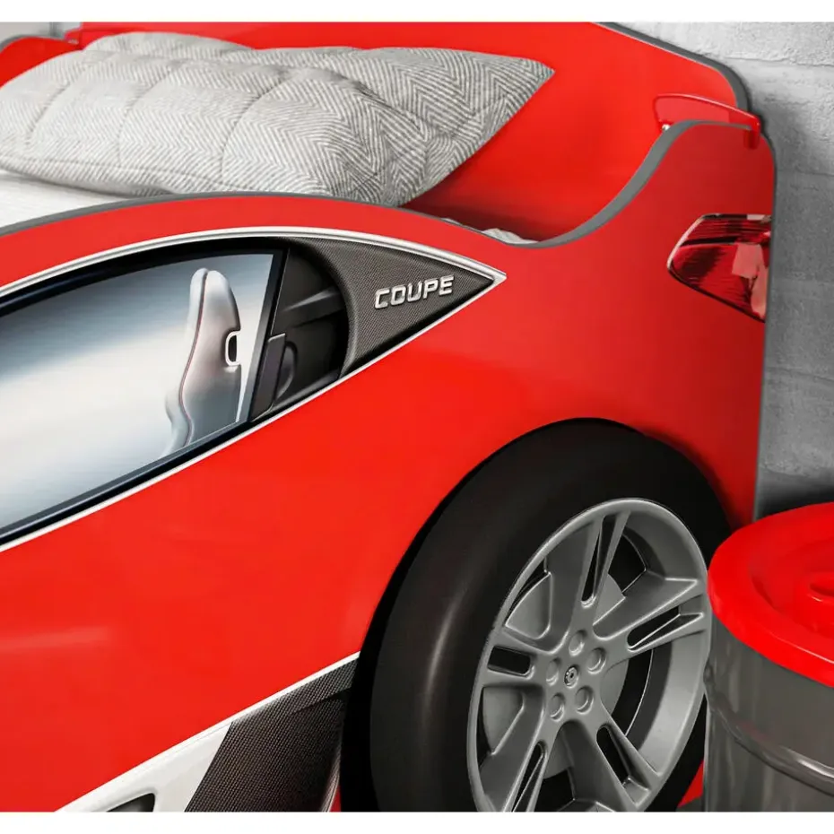 Autobed - Met logeerbed - 210x107x83 cm - Rood