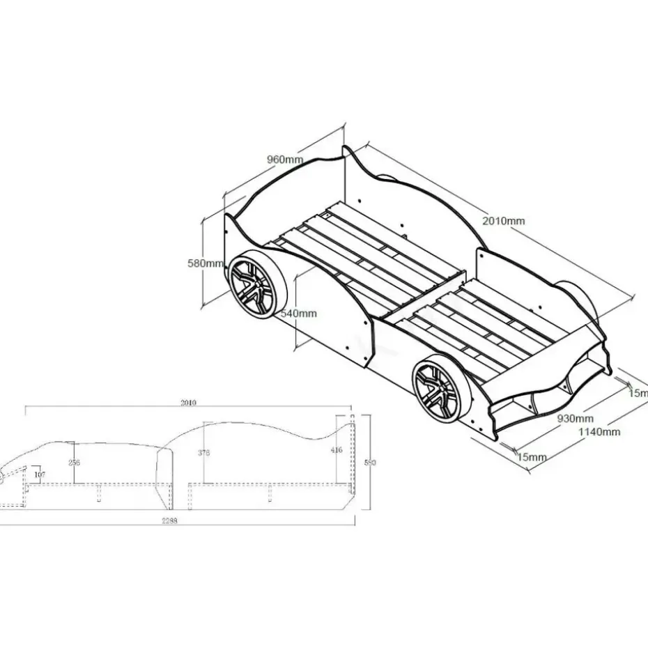 Autobed Max 90x200cm - rood