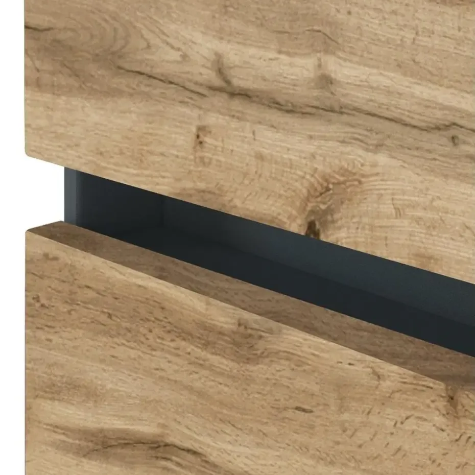 Badkamercombinatie Luna 2-delig 120cm - grafiet/eik