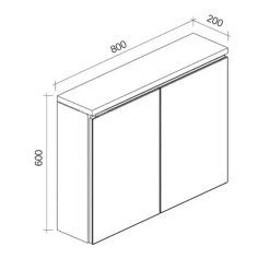 Badplaats Badkamerkast Paso 80 x 20 x 60 cm - Beton Grijs - Spiegelkast Badkamer