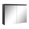 Badplaats Badkamerkast Paso 80 x 20 x 60 cm - Zwart - Spiegelkast Badkamer