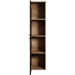 Badplaats Badkamerkast Saturnus 35 x 35 x 130 cm - Kastanje Eiken met Zwart -