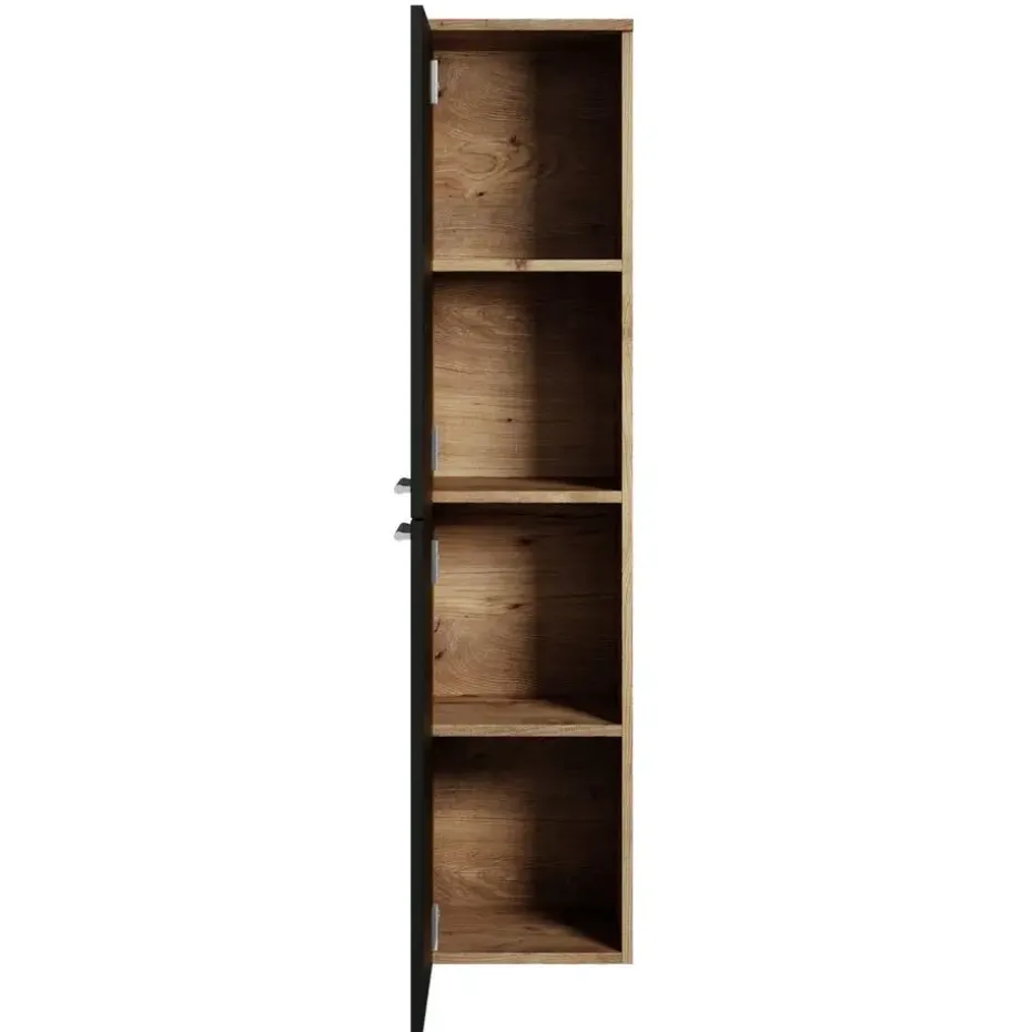 Badplaats Badkamerkast Saturnus 35 x 35 x 130 cm - Kastanje Eiken met Zwart -