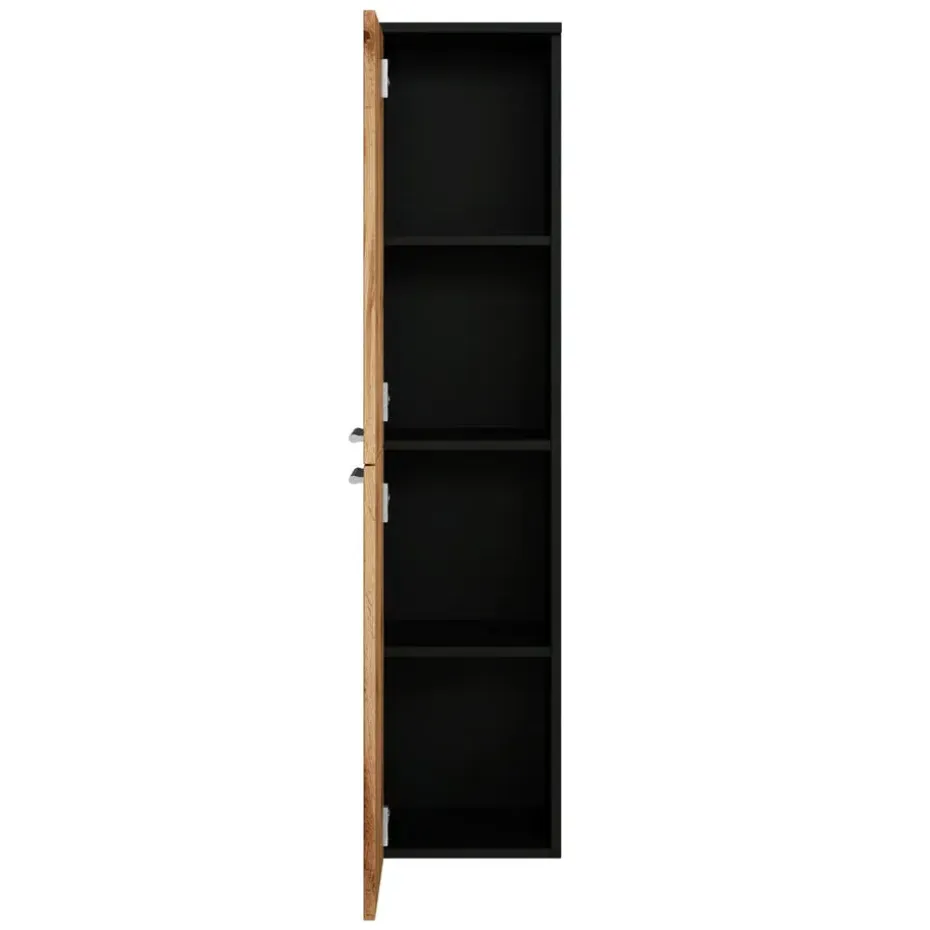 Badplaats Badkamerkast Saturnus 35 x 35 x 130 cm - Eiken met Zwart - Hangende