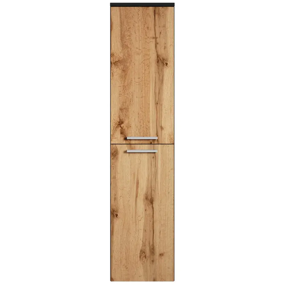 Badplaats Badkamerkast Saturnus 35 x 35 x 130 cm - Eiken met Zwart - Hangende