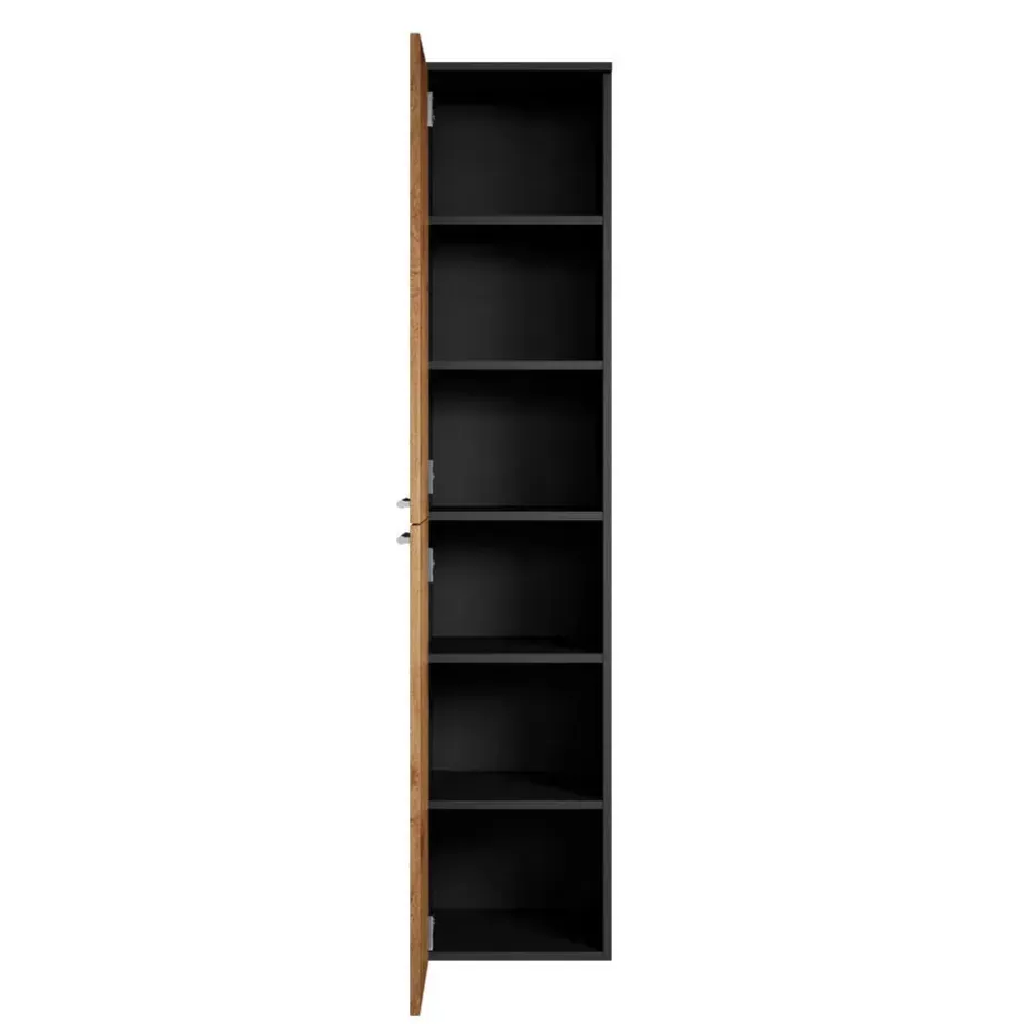 Badplaats Badkamerkast Venus 30 x 30 x 160 cm - Eiken met Zwart - Hangende