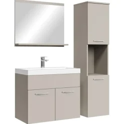 Badplaats Badkamermeubel Set Montreal 60 x 35 cm - Beige - Badmeubel met spiegel