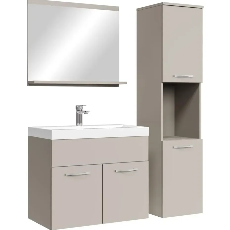 Badplaats Badkamermeubel Set Montreal 60 x 35 cm - Beige - Badmeubel met spiegel
