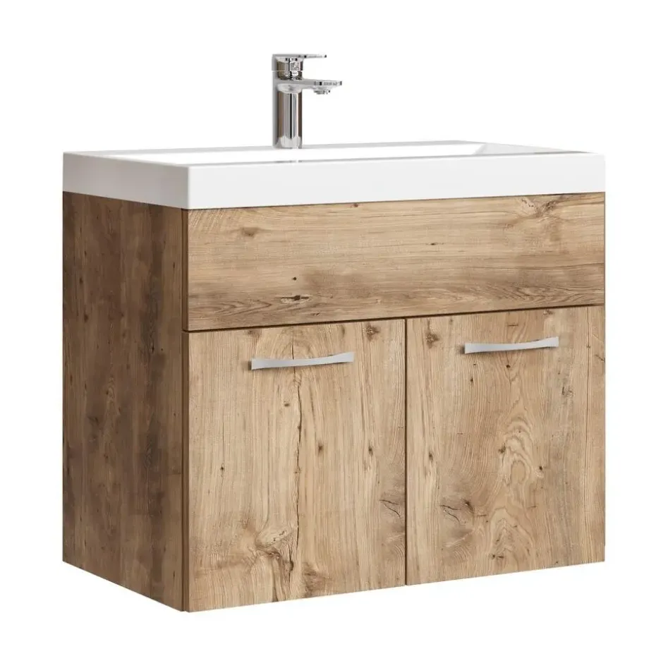 Badplaats Badkamermeubel Montreal 60 x 35 cm – Kastanje Eiken – Wastafel met