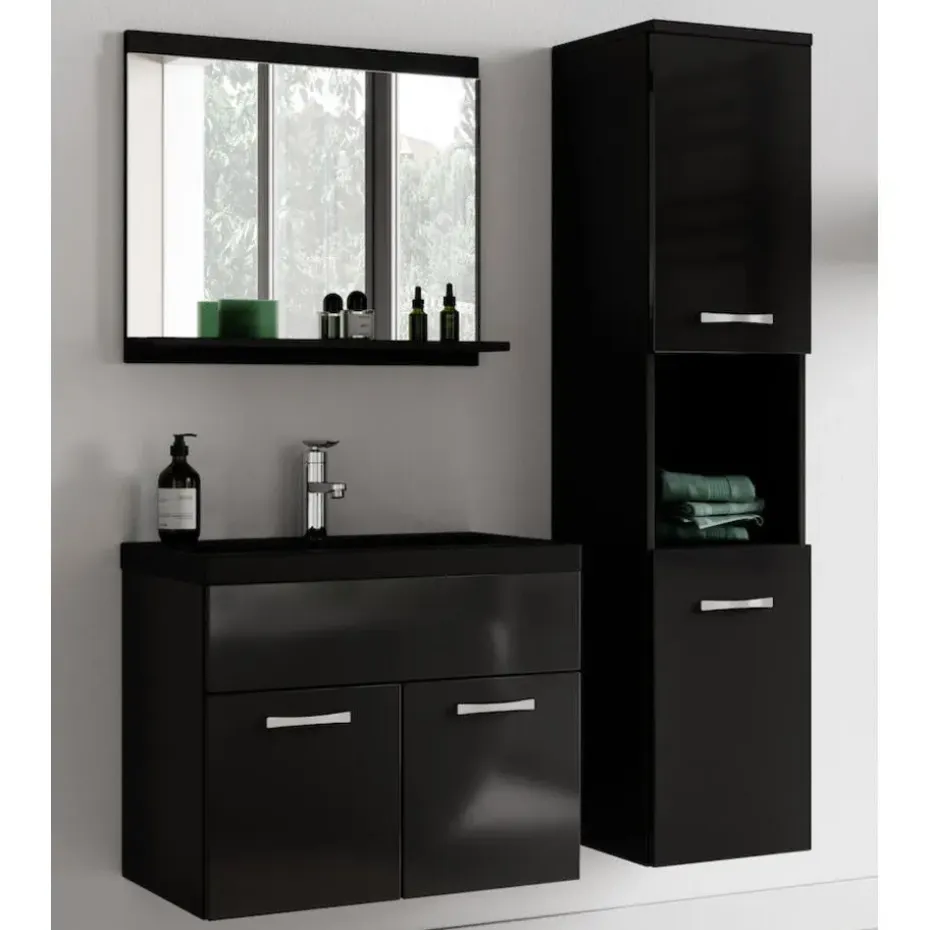 Badplaats Badkamermeubel Set Montreal 60 x 35 cm - Hoogglans Zwart - Badmeubel