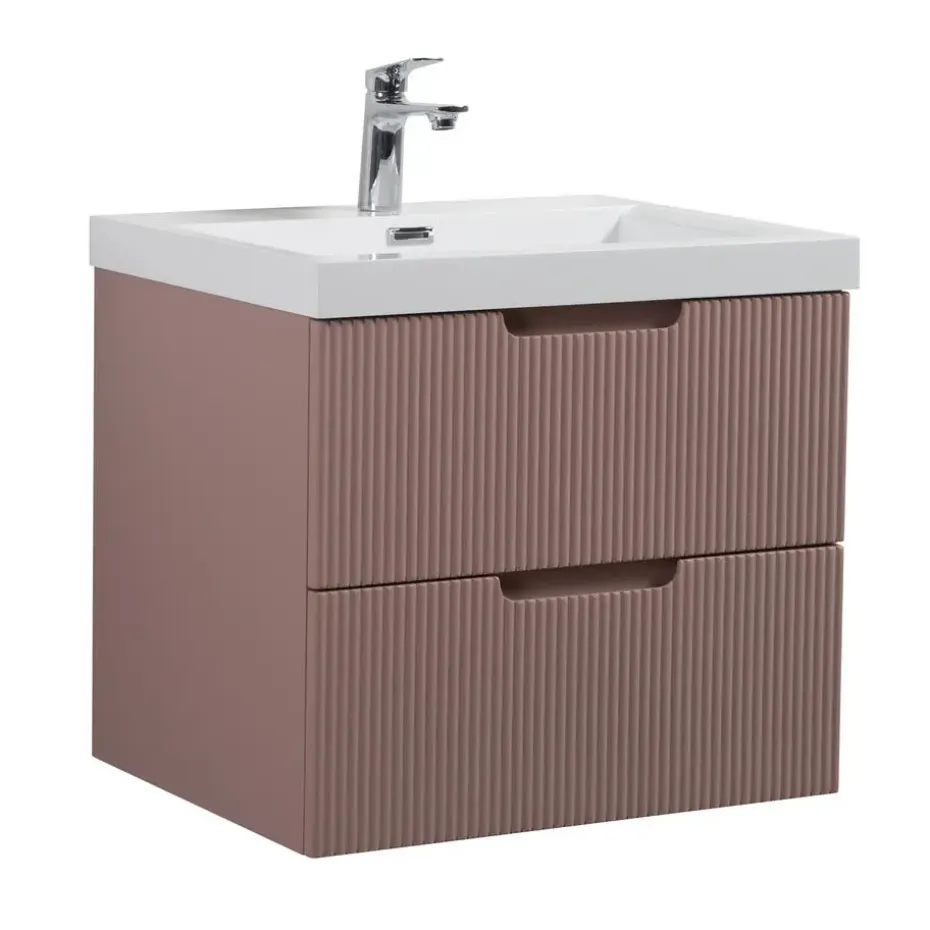 Badplaats Badkamermeubel Set Thermis 60cm - Roze - Badmeubel met Wastafel