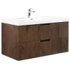 Badplaats Badkamermeubel Set Thermis 100cm - Walnoot Bruin - Badmeubel met