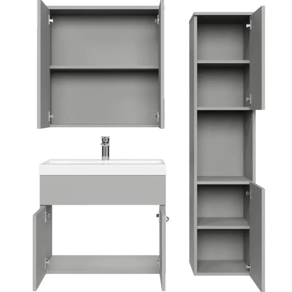 Badplaats Badkamermeubel Set Montreal 60 cm - Mat Grijs - Badmeubel met