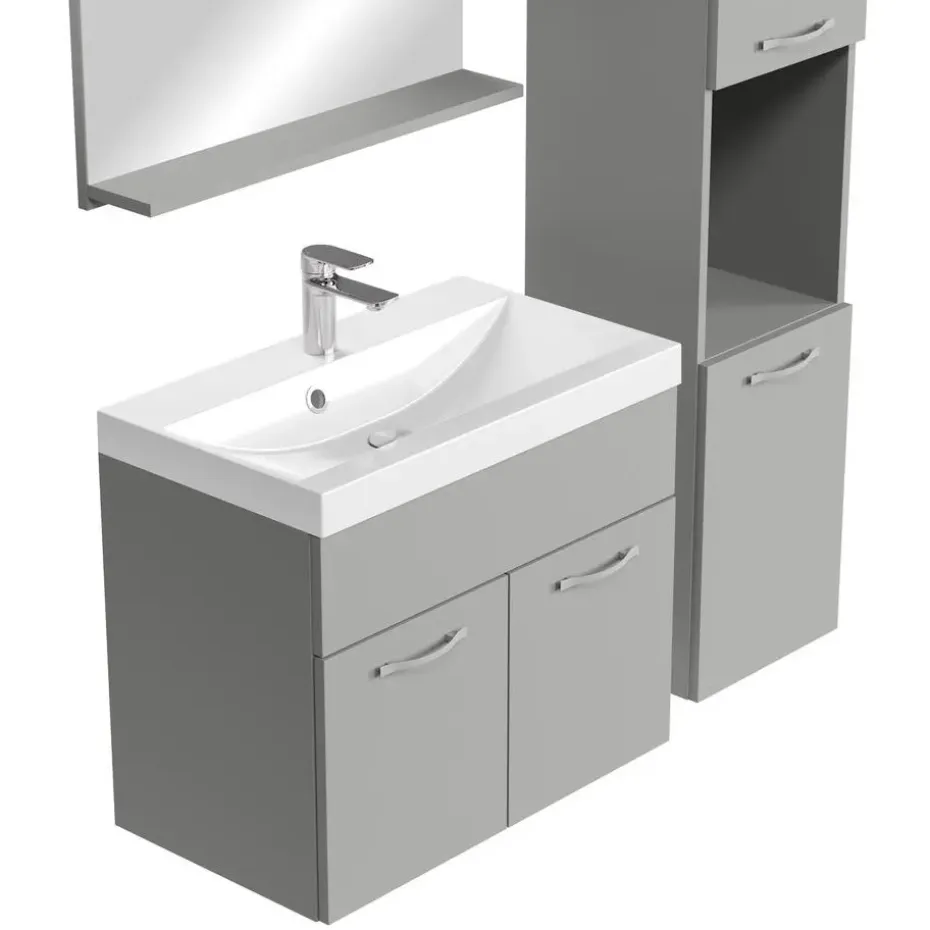 Badplaats Badkamermeubel Set Montreal XL 60 x 35 cm - Mat Grijs - Badmeubel met