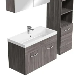 Badplaats Badkamermeubel Set Paso XL 80 x 40 cm - Grijs Eiken - Badmeubel met