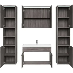 Badplaats Badkamermeubel Set Paso XL 80 x 40 cm - Grijs Eiken - Badmeubel met