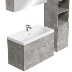 Badplaats Badkamermeubel Set Paso XL 80 x 40 cm - Beton Grijs - Badmeubel met