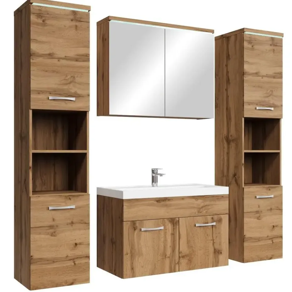 Badplaats Badkamermeubel Set Paso XL 80 x 40 cm - Eiken - Badmeubel met