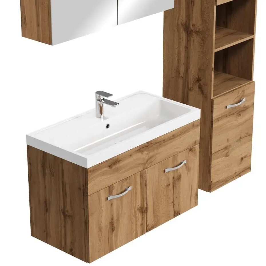 Badplaats Badkamermeubel Set Paso XL 80 x 40 cm - Eiken - Badmeubel met