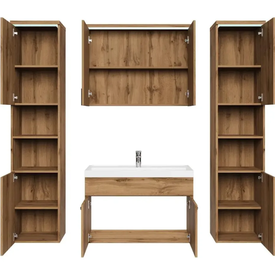 Badplaats Badkamermeubel Set Paso XL 80 x 40 cm - Eiken - Badmeubel met
