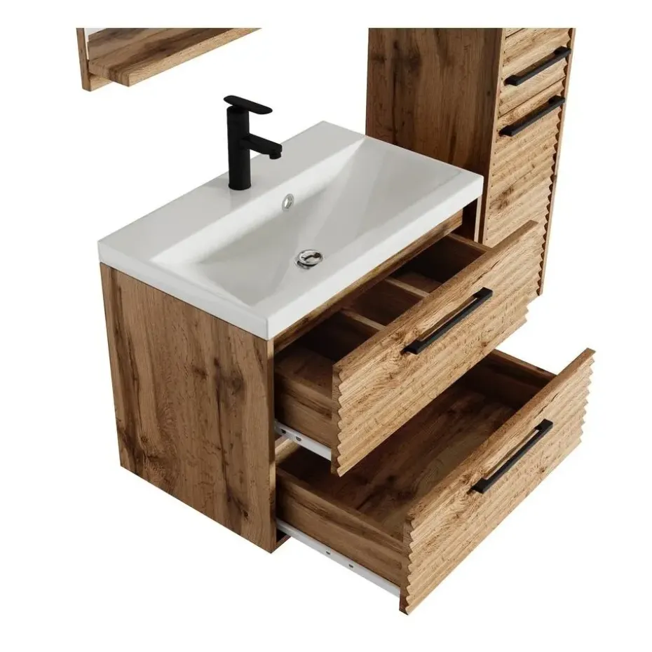 Badplaats Badkamermeubel Set Etna 60 cm – Eiken – Hangend Badmeubel met