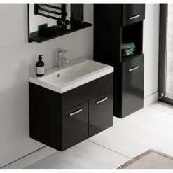 Badplaats Badkamermeubel Set Montreal 60 x 35 cm - Zwart Hoogglans - Badmeubel