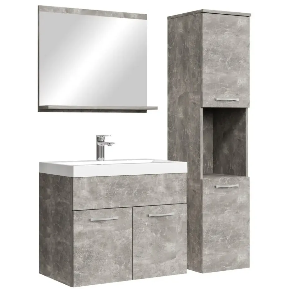 Badplaats Badkamermeubel Set Montreal 60 x 35 cm - Beton Grijs - Badmeubel met
