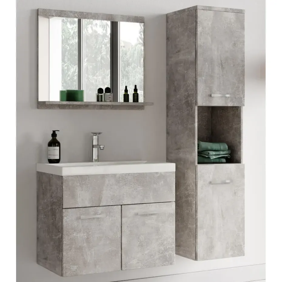 Badplaats Badkamermeubel Set Montreal 60 x 35 cm - Beton Grijs - Badmeubel met