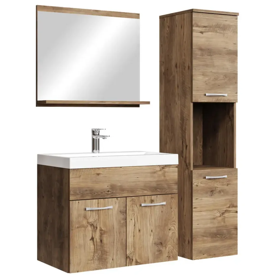 Badplaats Badkamermeubel Set Montreal 60 x 35 cm - Bruin Eiken - Badmeubel met