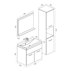 Badplaats Badkamermeubel Set Montreal 60 x 35 cm - Bruin Eiken - Badmeubel met