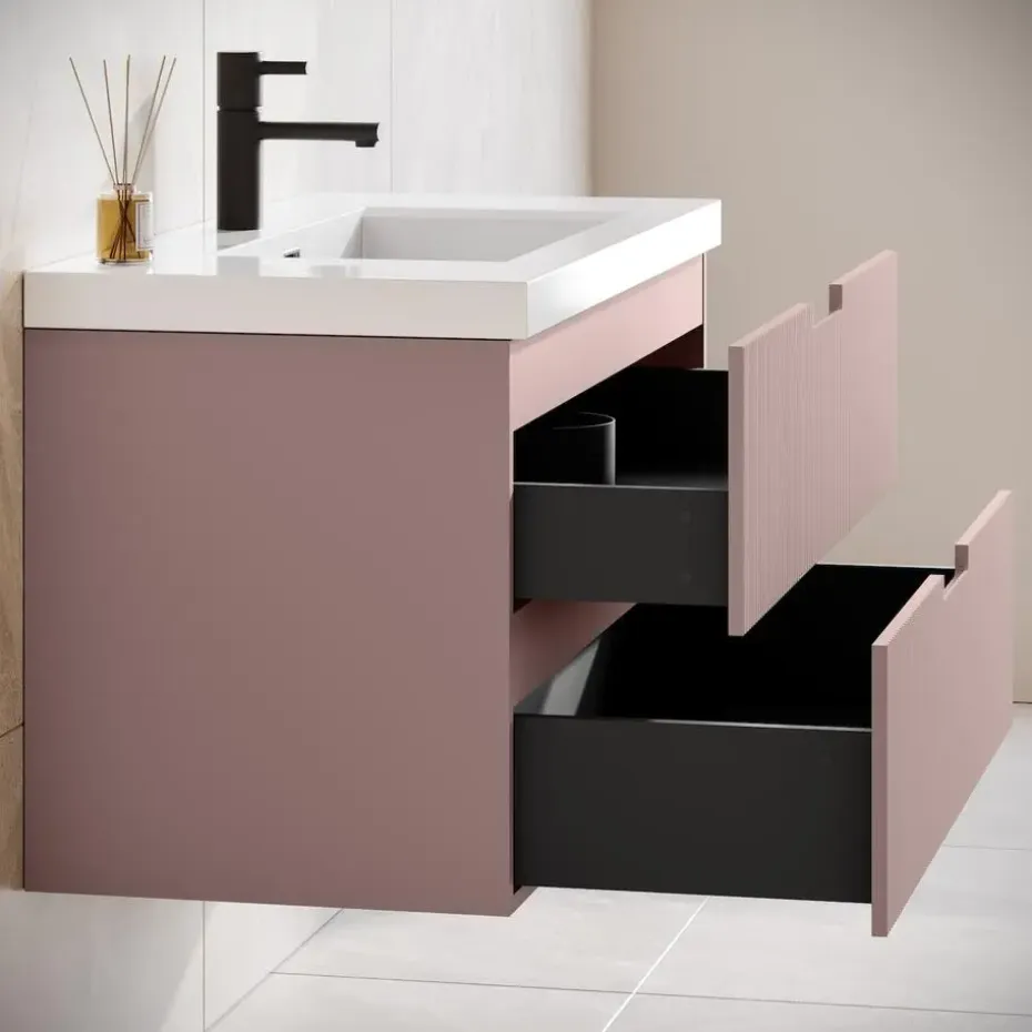 Badplaats Badkamermeubel Set Thermis 80cm - Roze - Badmeubel met Wastafel