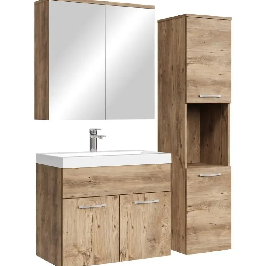 Badplaats Badkamermeubel Set Montreal 60 cm - Kastanje Eiken - Badmeubel met