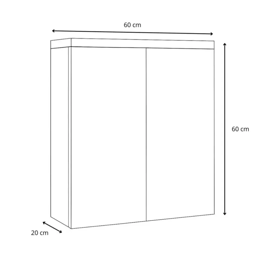 Badplaats Spiegelkast Toledo 60 x 20 x 60 cm - Beton Grijs - Badkamerkast