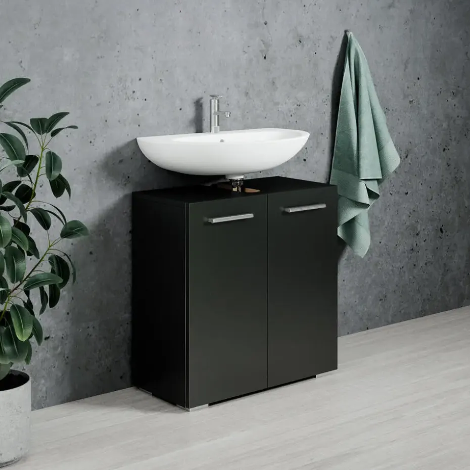 Badplaats Wastafel Onderkast Jupiter 60 x 30 x 60 cm - Zwart - Badkamerkast –