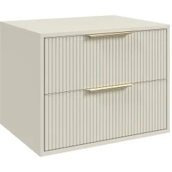 Badplaats Wastafelkast Rimini 60 cm – Beige – Hangend Badmeubel met 2 Lades en