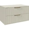 Badplaats Wastafelkast Rimini 80 cm – Beige – Hangend Badmeubel met 2 Lades en