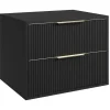 Badplaats Wastafelkast Rimini 60 cm – Mat Zwart – Hangend Badmeubel met 2 Lades