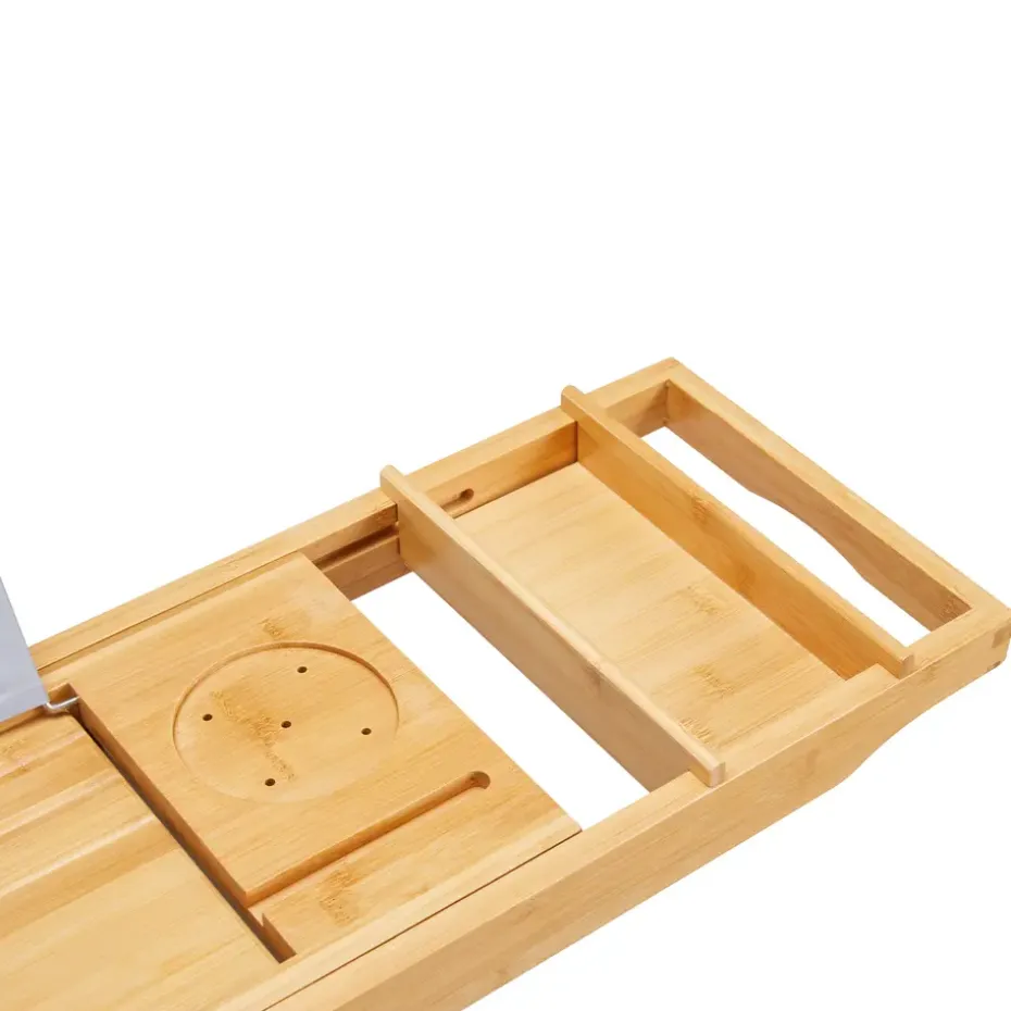 Badplank met Boekenhouder – Uitschuifbare Bad Brug – 75 tot 109 cm Breed