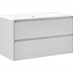 BAHIA - Wandgemonteerd meubel met wasbak - Grijs - MDF