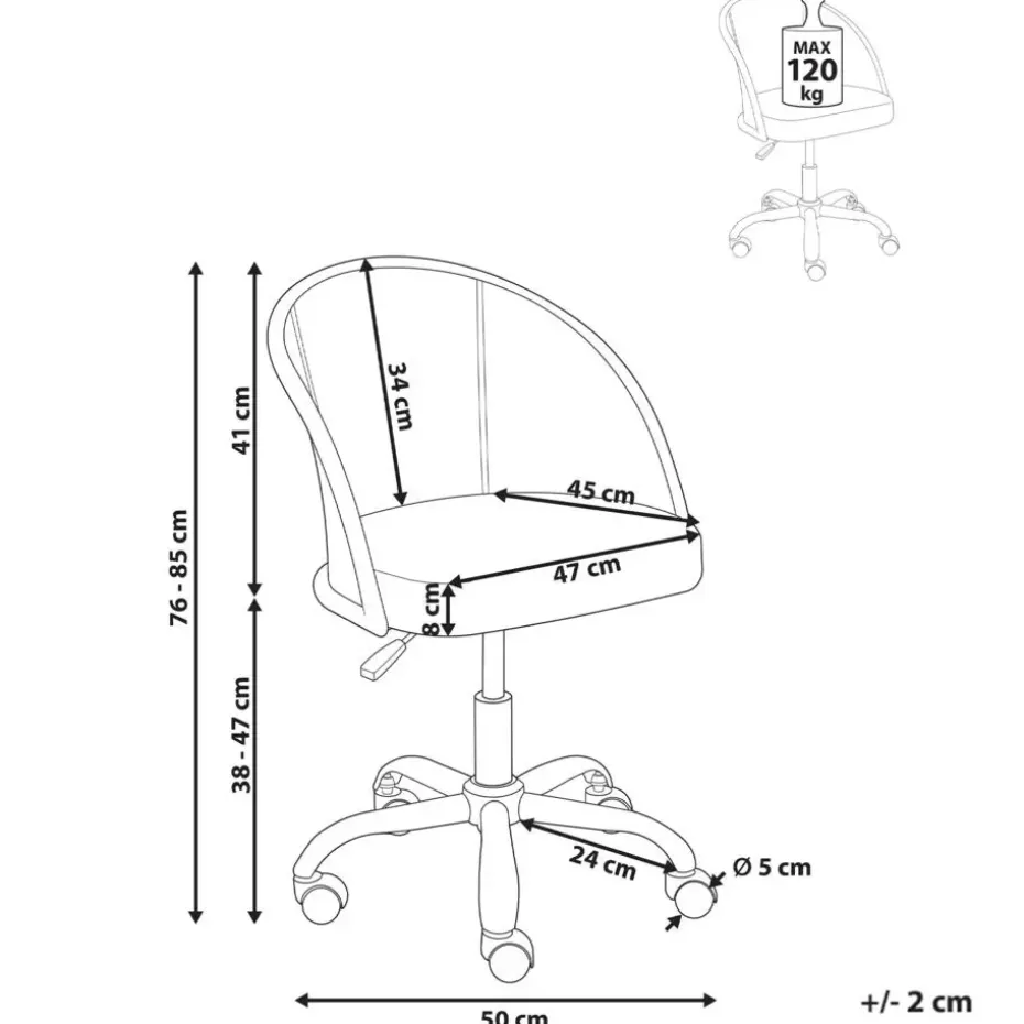 BALTIMORE - Bureaustoel - Zwart - Kunstleer