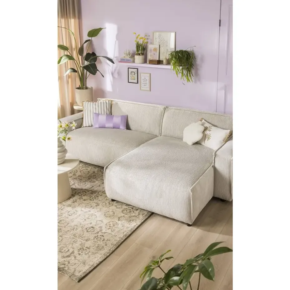 Bank Brooklyn met chaise longue rechts - Soop - crème